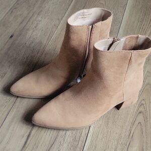 Tan Faux Suede Ankle Boots